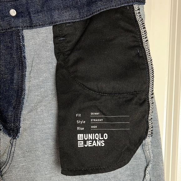 Uniqlo Skinny Straight High Waisted Dark Denim Jeans 25x30 - Picture 7 of 8